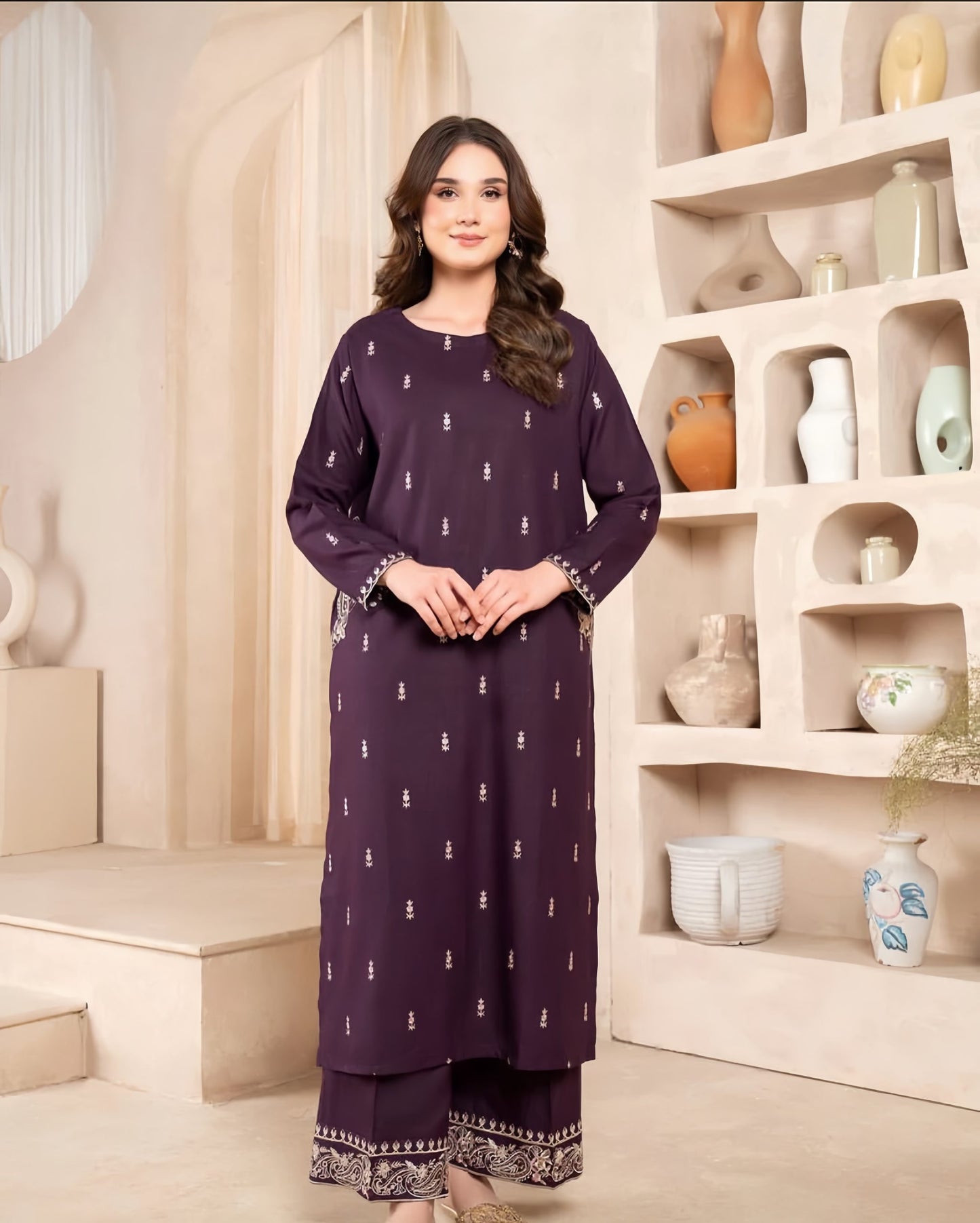 Royal Amethyst – Embroidered 2Pc Dress
