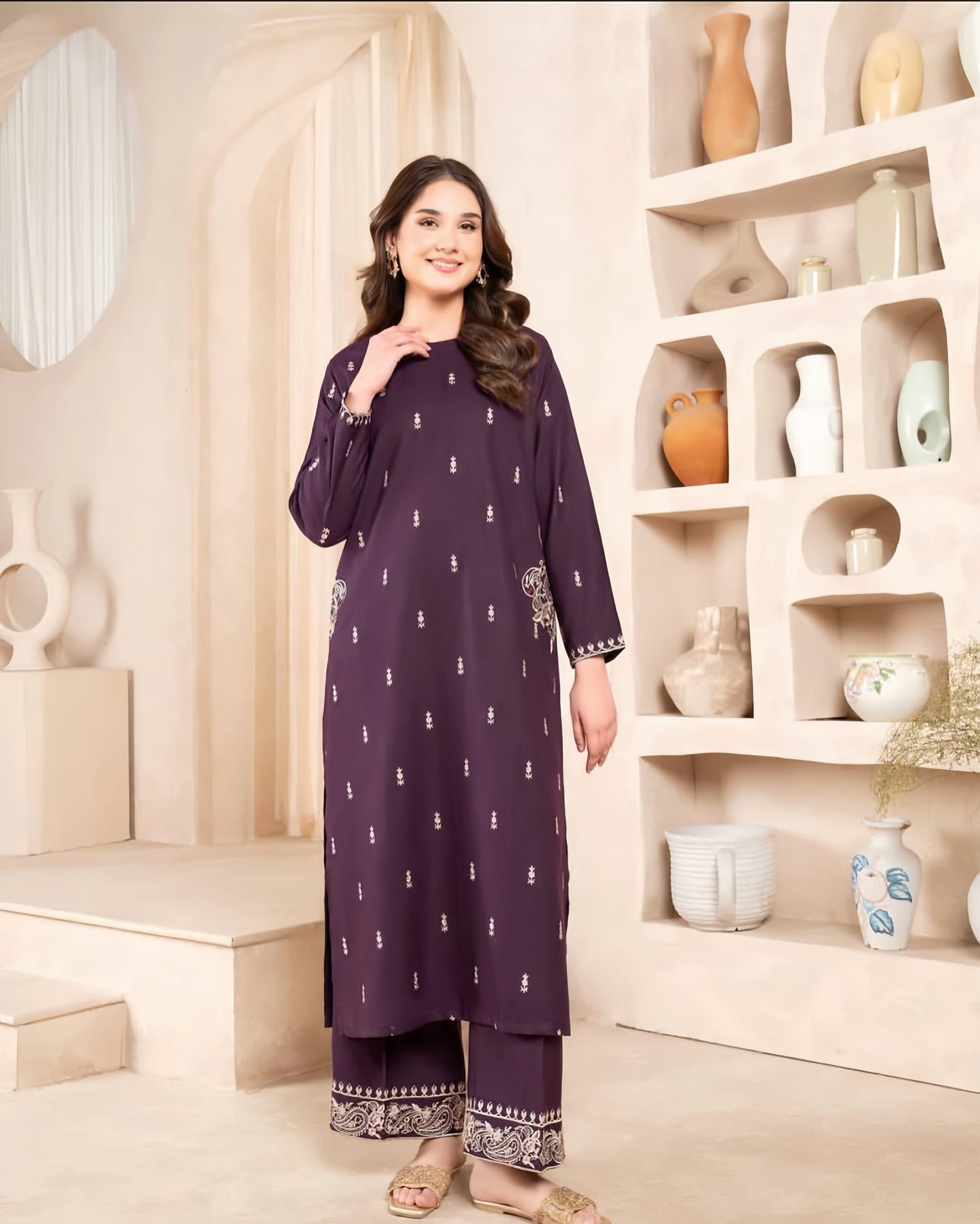 Royal Amethyst – Embroidered 2Pc Dress