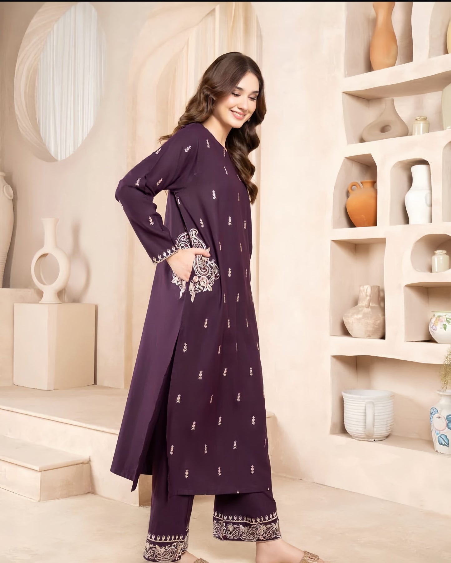 Royal Amethyst – Embroidered 2Pc Dress