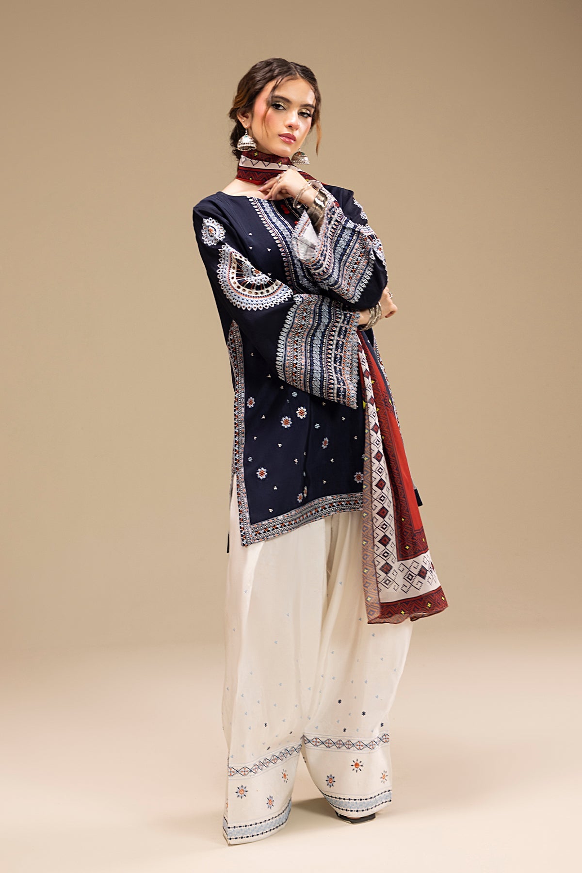 Cosmic Folk Embroidered 3Pc Suit