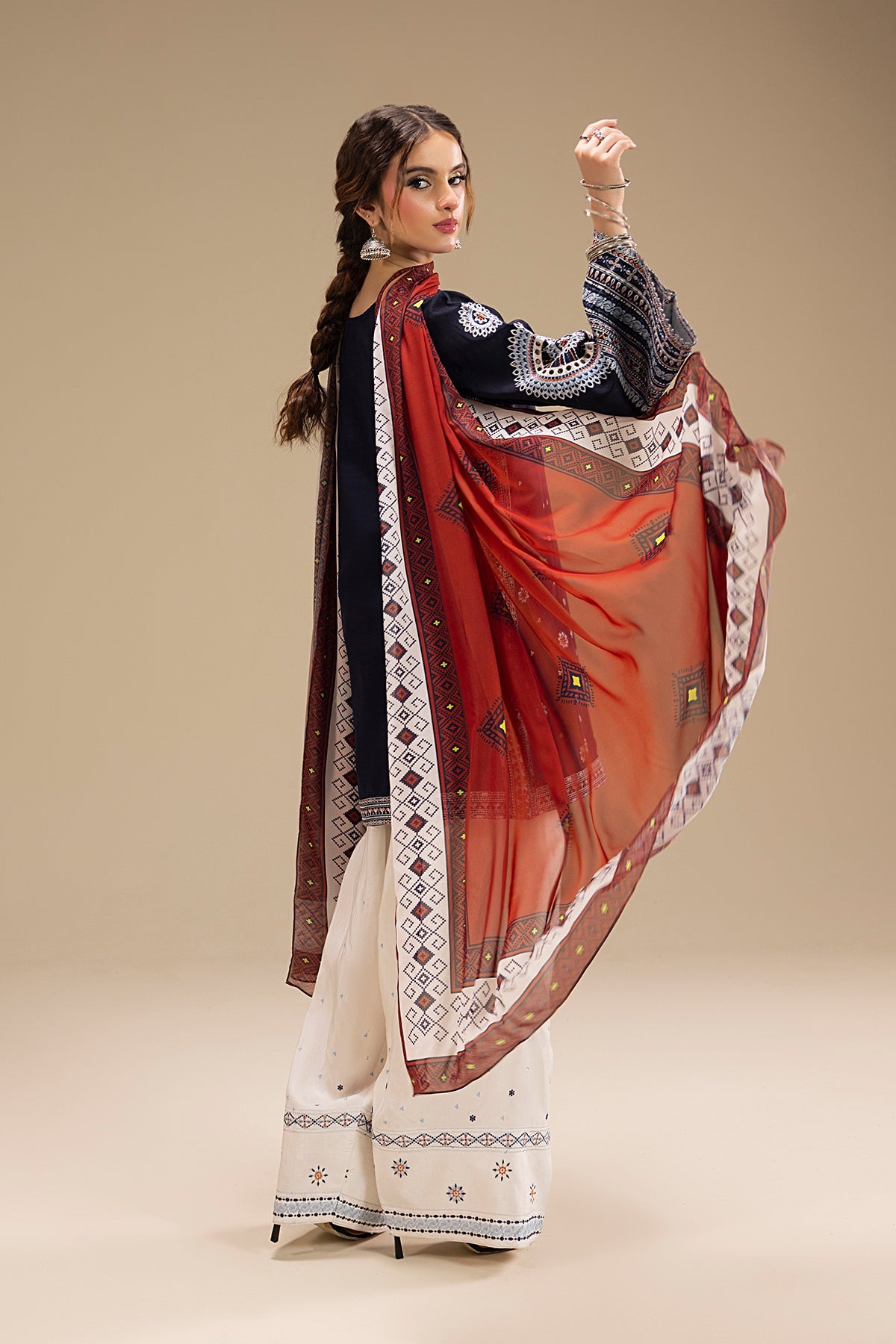 Cosmic Folk Embroidered 3Pc Suit